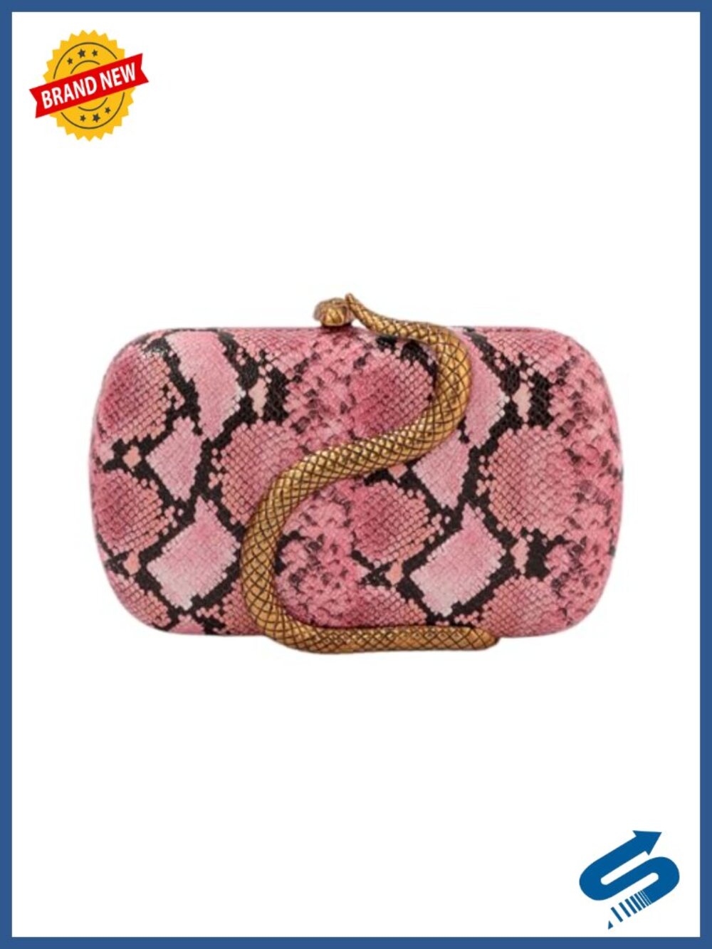 PU Leather Evening Clutch Snake Pattern Metal Snake Chain Shoulder Bag Party
